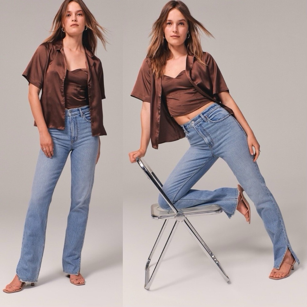 Abercrombie & Fitch 90s Straight Ultra High Rise Side Slit Jeans Size 31 (12)